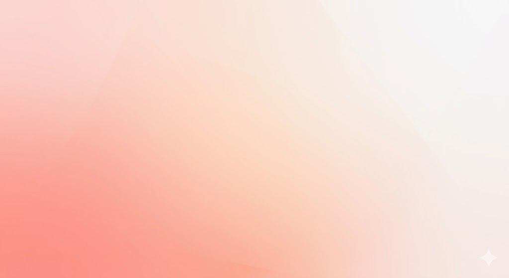 A minimalist, abstract background featuring a smooth, soft-focus gradient. The color palette seamlessly transitions from a warm peach and pastel coral pink hue in the lower-left corner to a bright, clean off-white and pale cream in the upper-right. The texture is completely smooth with subtle, diffuse light overlays that create a calm, modern, and elegant aesthetic suitable for a digital backdrop or presentation slide.